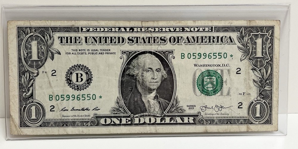 $1 2013 B Duplicate FW Star Note B05996550