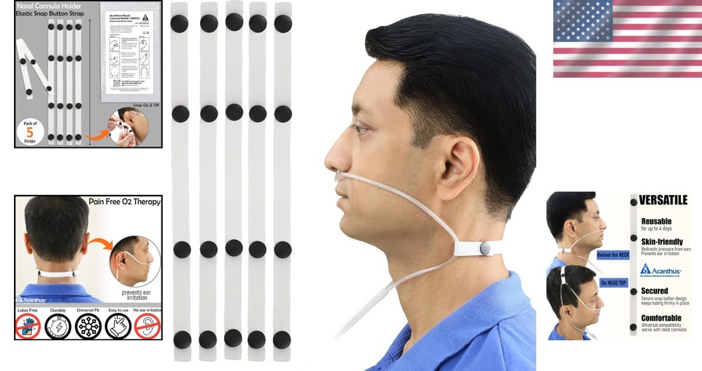 5 Pack Nasal Cannula Holders for Comfort & Ear Protection - Adjustable Design