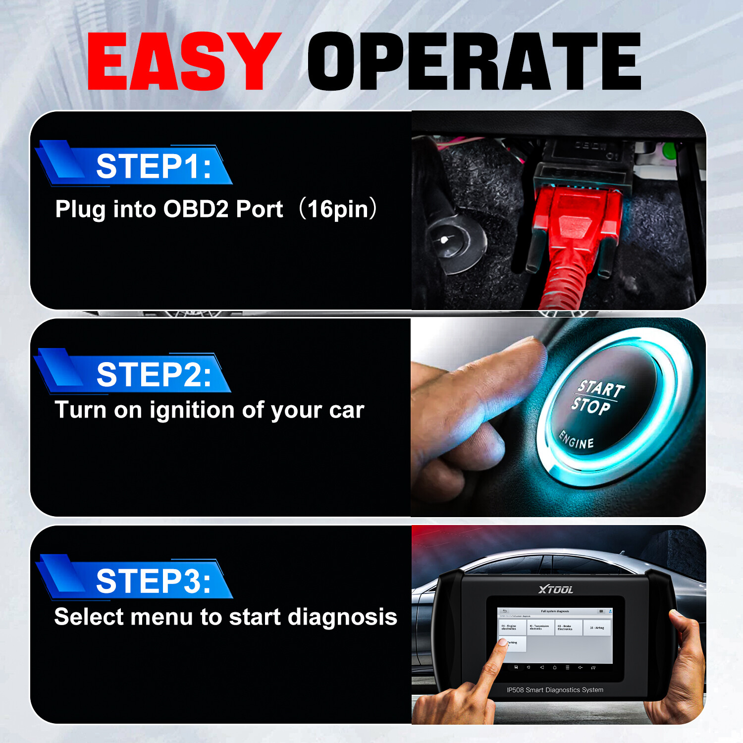 USED XTOOL IP508 Full OBD2 Diagnostic Scanner Auto VIN ABS BMS Oil Code Reader