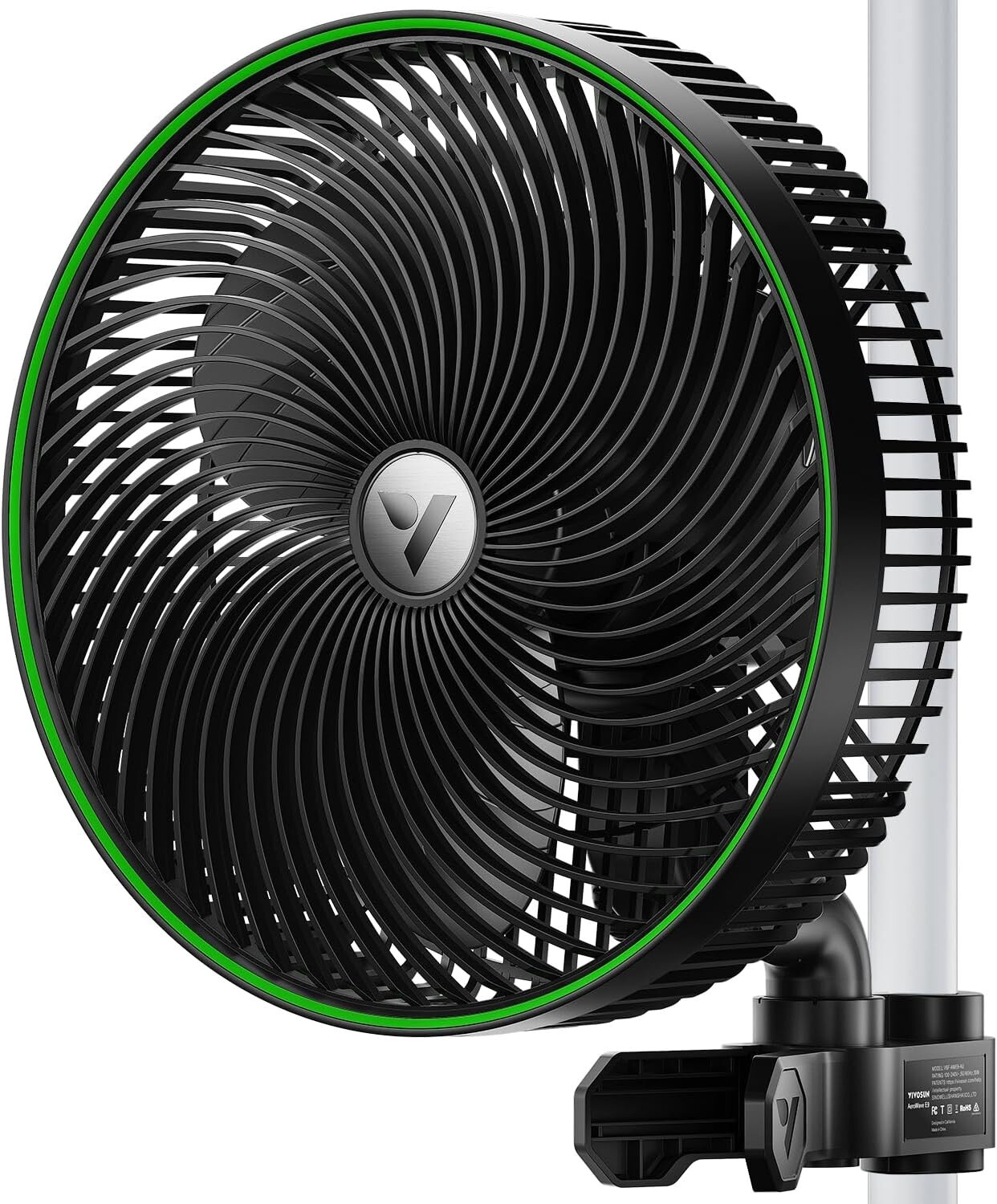 VIVOSUN AeroWave E9 Clip-on Fan,EC Motor, Auto Oscillation Fan,Air Circulator