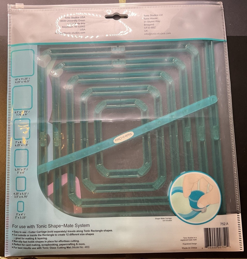 Tonic Studios For Use w Tonic Shape Mate System-6 Rectangle Shapes - 752A - NEW