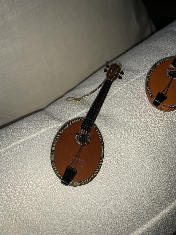 MANDOLIN BANJO Metal Handle Thread Strings Made Philippines Ornaments SET 2 ❤️tb