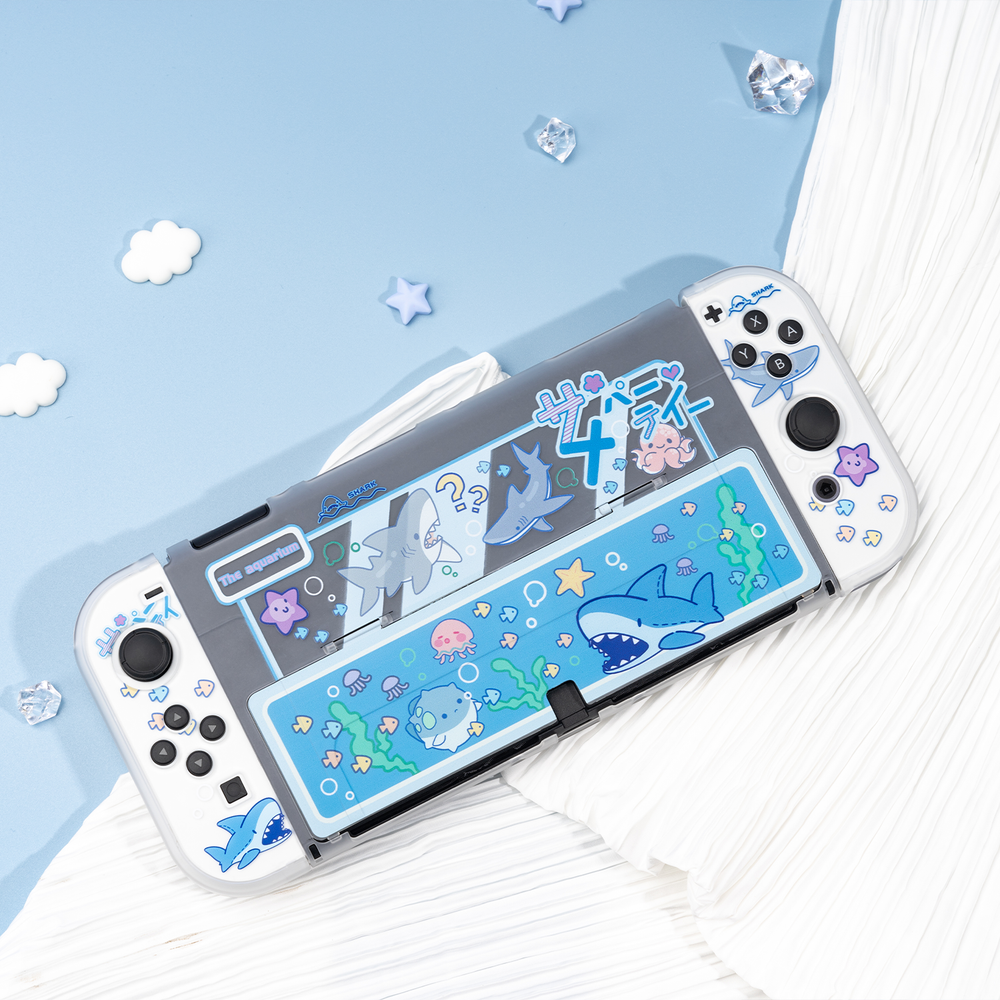 GeekShare Switch Shark Party Protective Case Dock Cover Thumb Grips Switch OLED