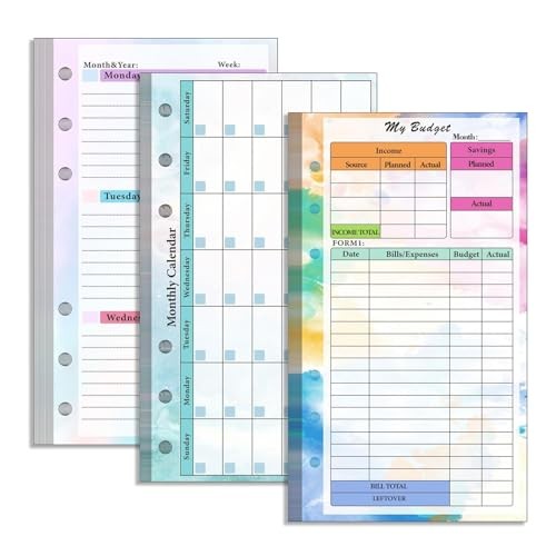 Loose Leaf Refill Paper, Binder Planner Inserts, 22*16cm Gradient Budget Plan