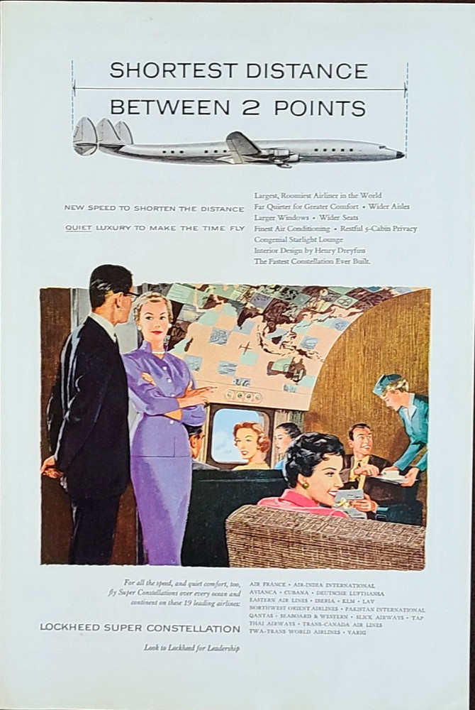Lockheed Super Constellation Original 1955 Vintage Print Ad Wall Art