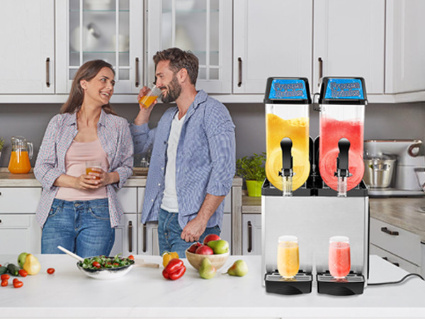 Ginkman Commercial 2 Tanks 24L Frozen Drink Slushy Making Machine Smoothie Maker