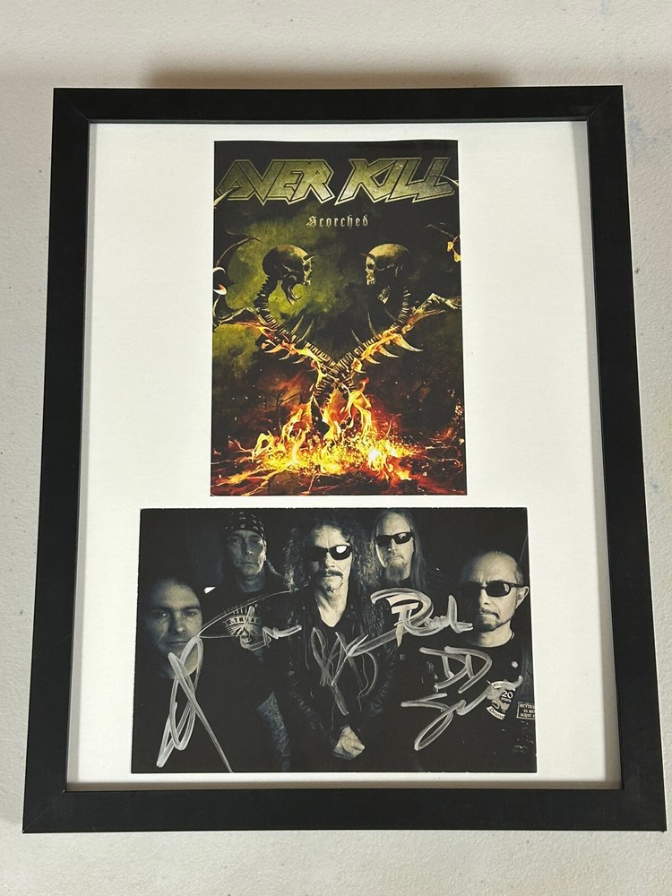 OVERKILL AUTOGRAPHED SIGNED FRAMED SCORCHED CD DISPLAY WITH JSA COA # AJ69845