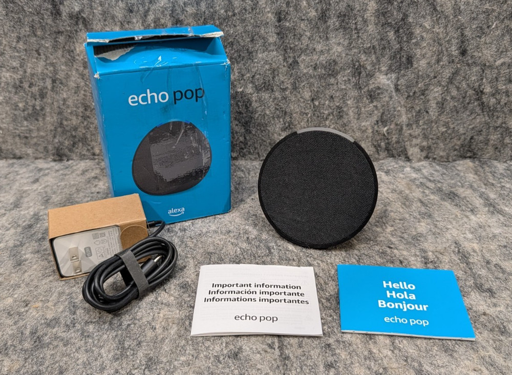 Amazon Echo Pop WiFi/Bluetooth Smart Speaker C2H4R9 Black 🔥New/Open🔥