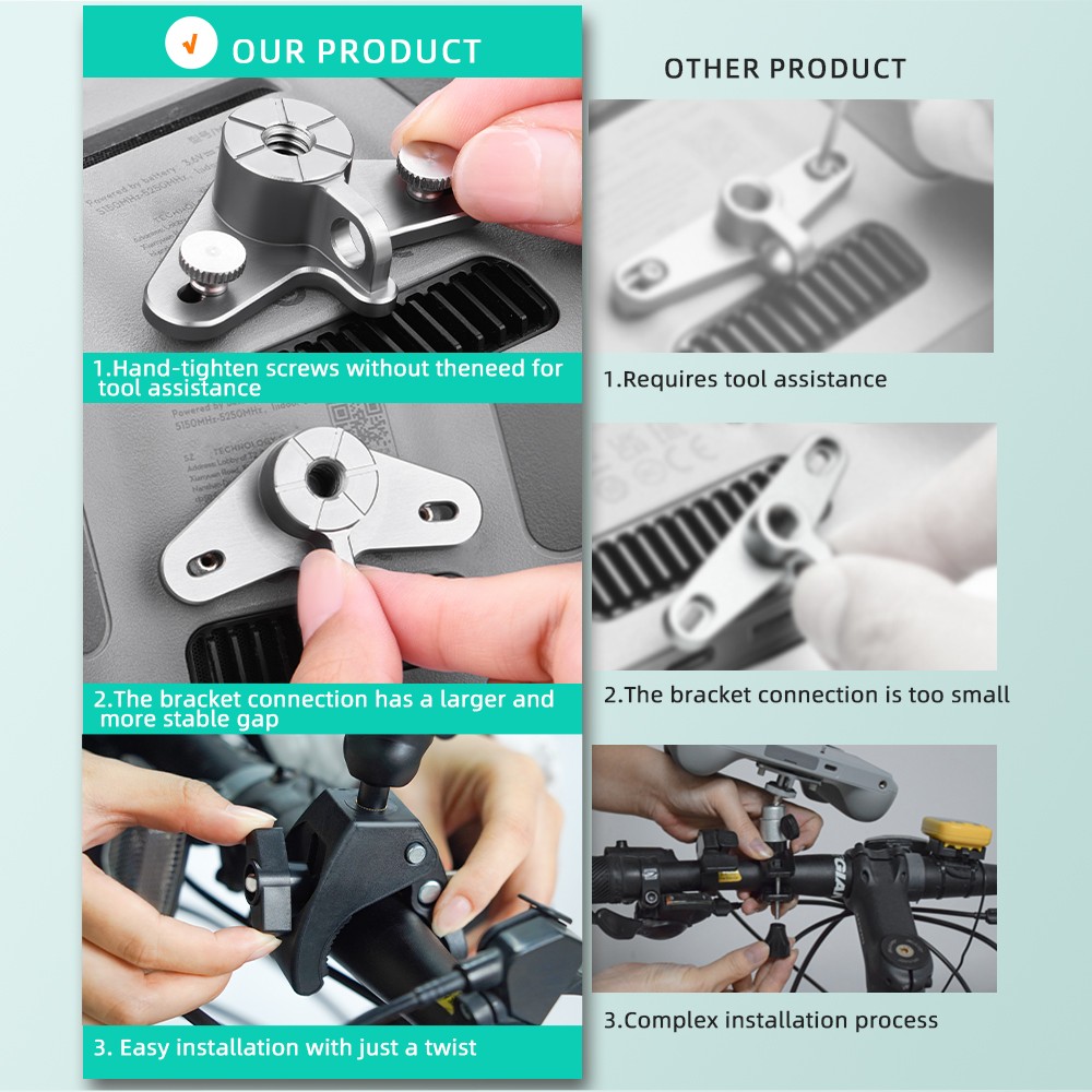 1/4 Expansion Adapter Bracket Riding Mount For DJI RC/RC 2 Remote Controller