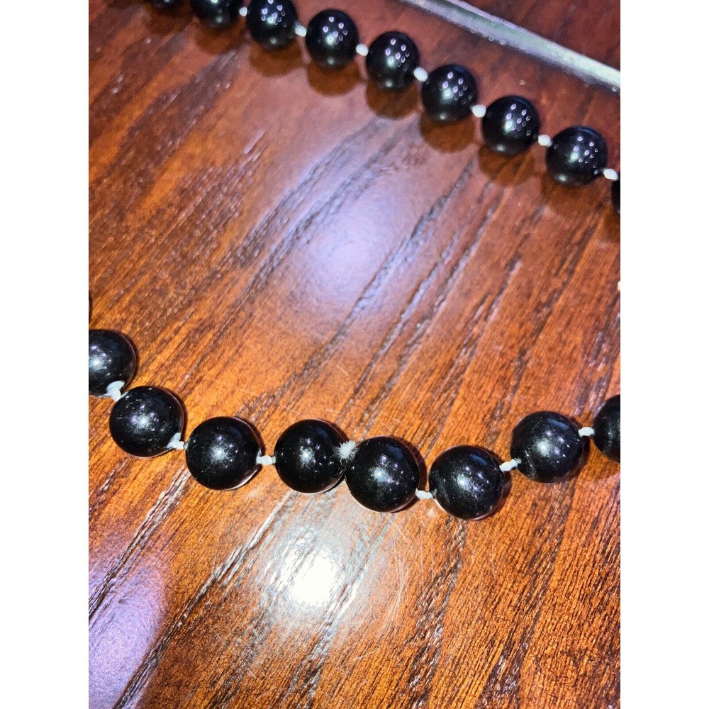 Black Distressed Beaded 24.25' Length Necklace!