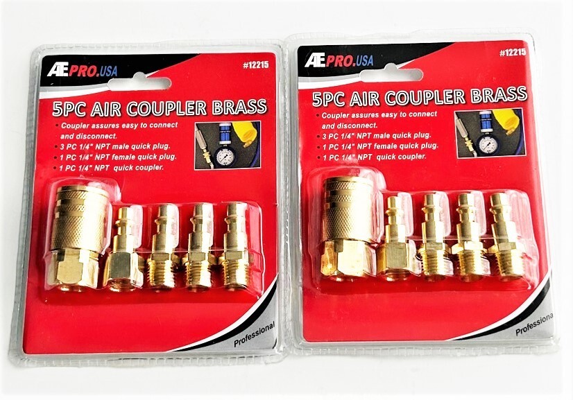 10pc ATE PRO SOLID BRASS QUICK COUPLER AIR HOSE PLUG NIPPLE FITTING SET 1/4 NPT