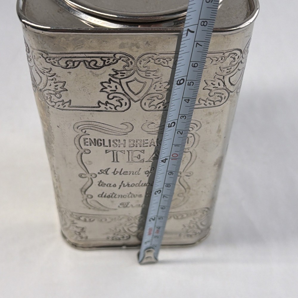 Vintage English Breakfast Tea Can Silverplate Brass Can Kitchen Decor