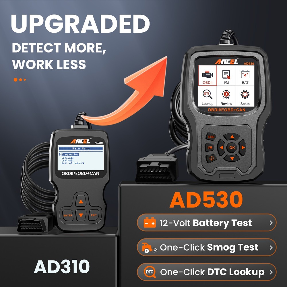 ANCEL AD530 OBD2 Code Reader Scanner Battery Test & Check Engine Diagnostic Tool