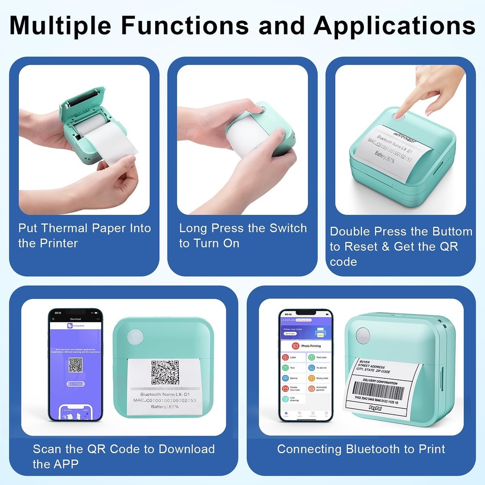Doobuli Label Maker Machine with Tape - Thermal Label Printer Bluetooth Label...