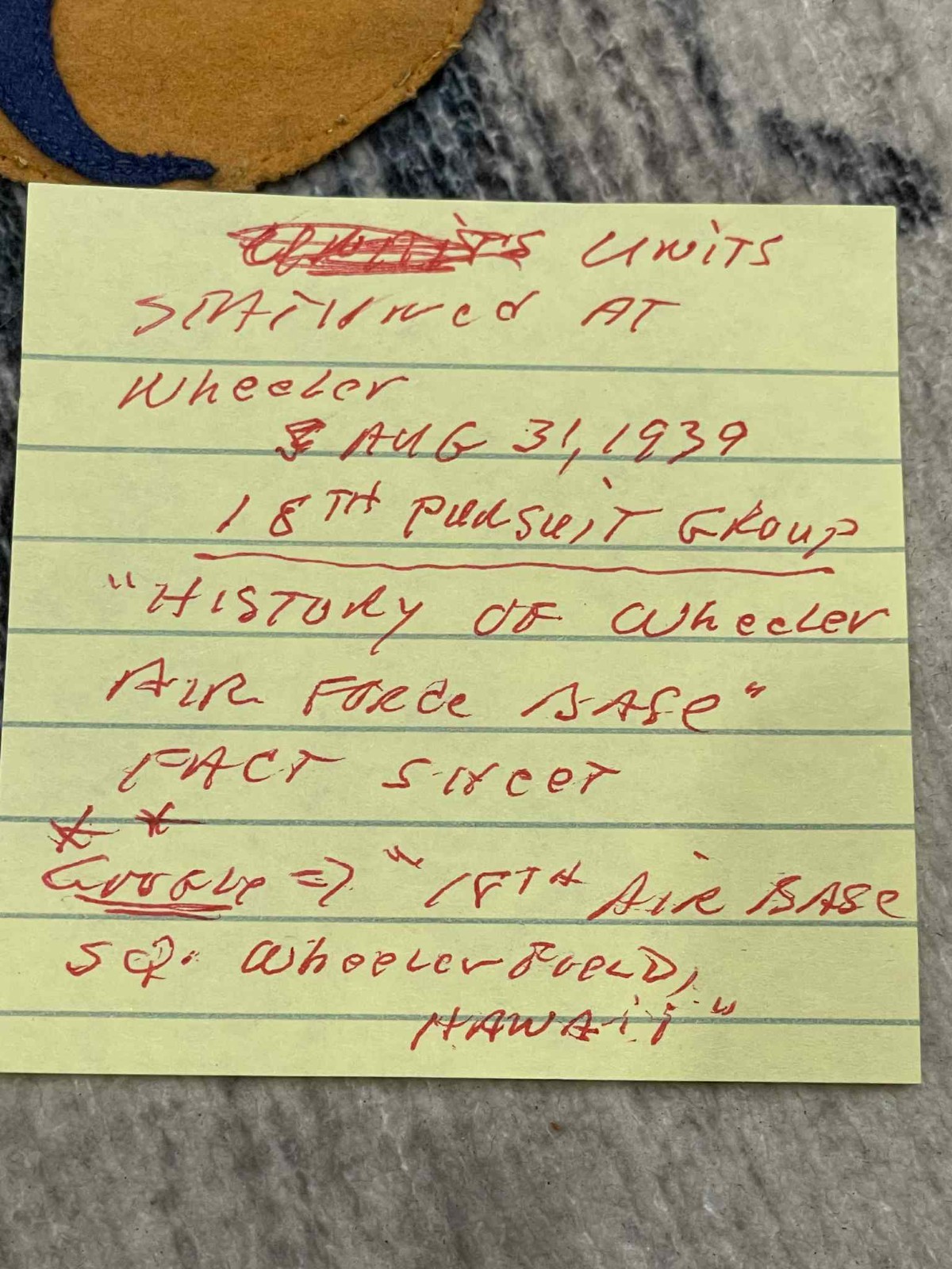 WW2 WWII USAAF US Army Air Force Grouping Patches Card Tab STATIONED IN HI 1941