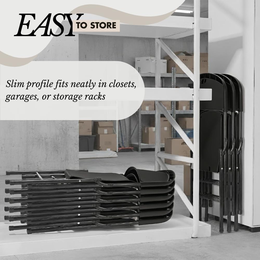 4-Pack Heavy Duty Plastic Folding Chair, 450 lbs Capacity Foldable Chairs