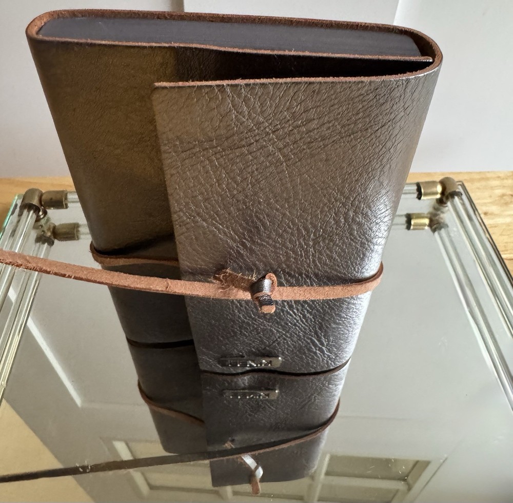 FENDI Leather-covered Notepad Stationery Dark Silver