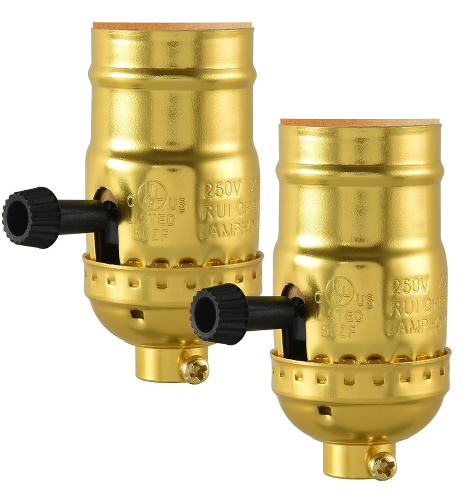 Lamp Socket Replacement, Threaded Base Light Socket DIY, 3-Way Turn Switch Knob