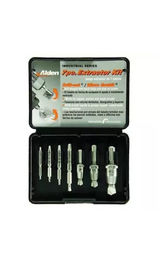 Alden 7017P Drill/Extractor Set,7 Pc,#5-1/2 In Cap