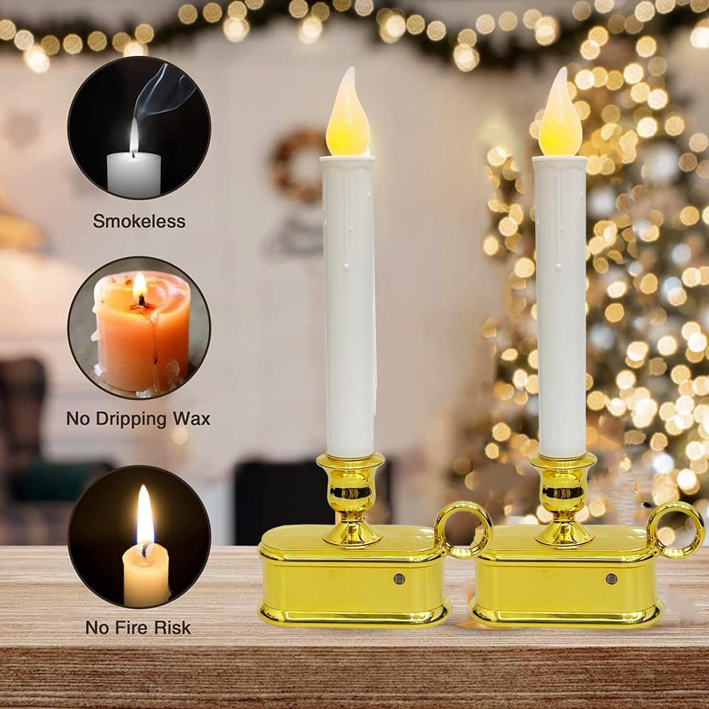 4 Pack Wireless Window Candle Lamps, Christmas Window Candle Light with Sensor