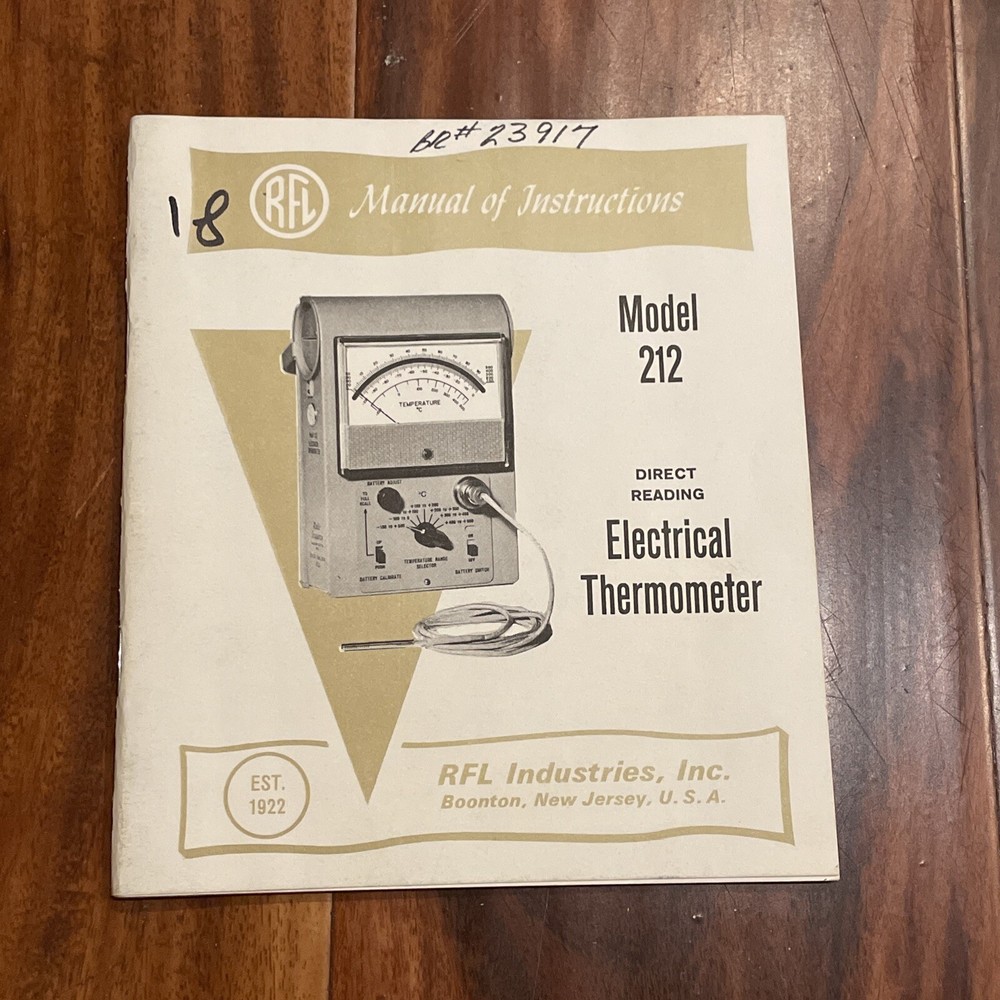 RFL Model 212 Electrical Thermometer Instruction Manual