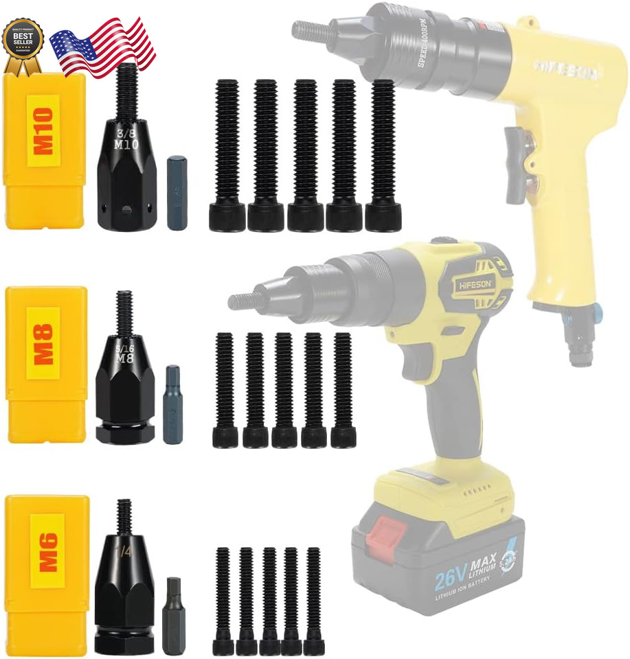 HIFESON Pneumatic Self Locking Rivet Nut Gun Head(Replacement Mandrel Each 5p...