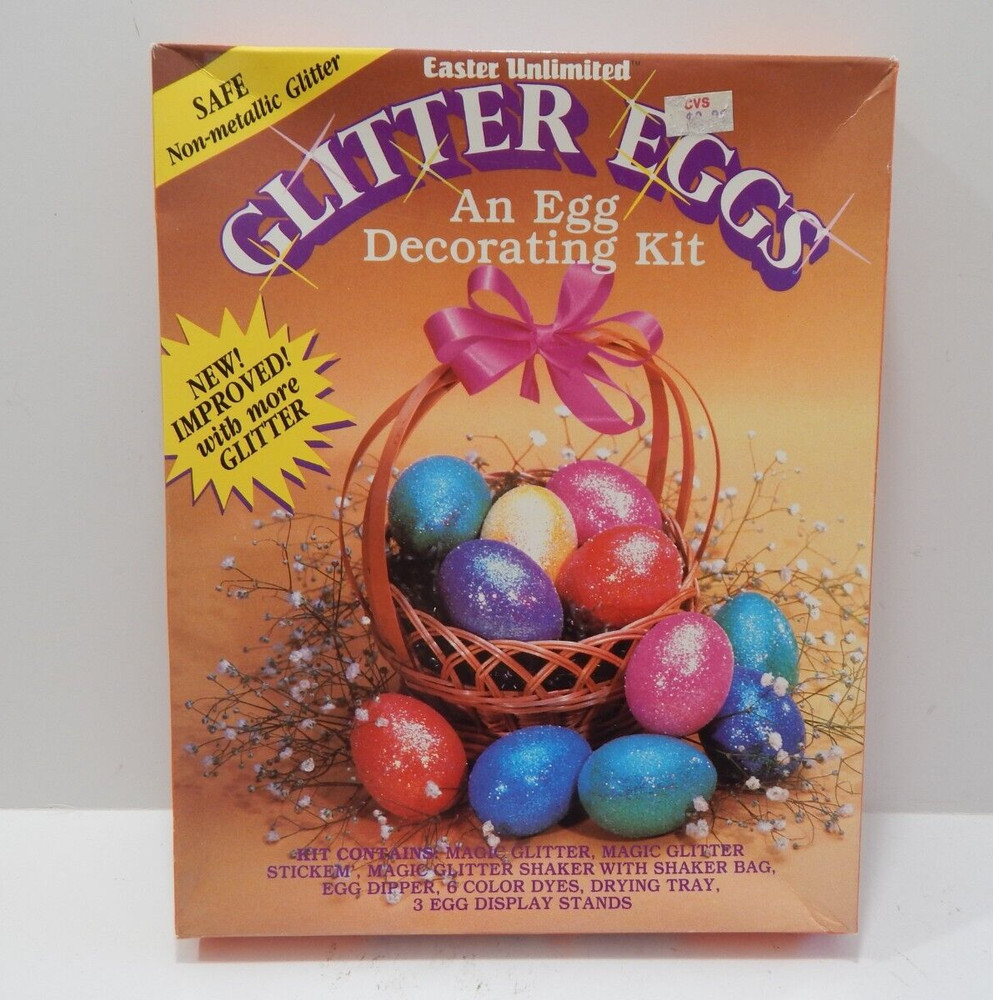 1986 Vintage Egg Glitter Decorating Kit Easter Unlimited