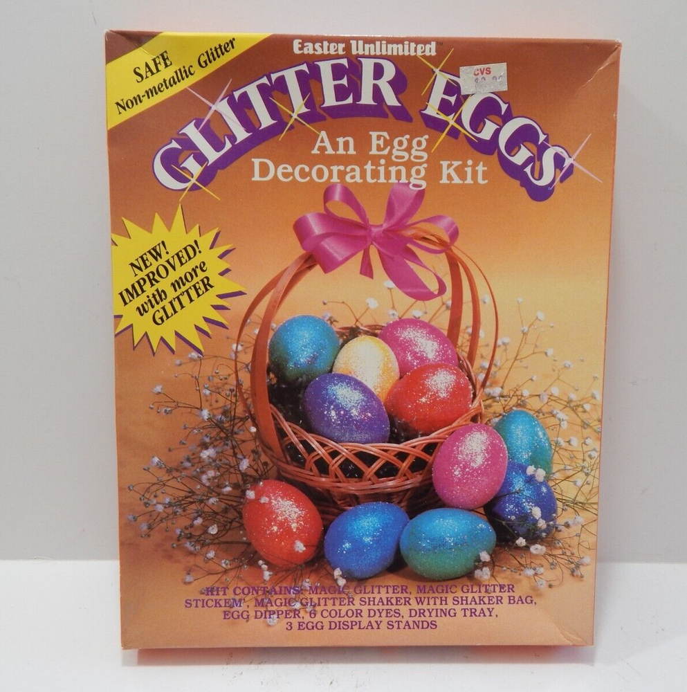 1986 Vintage Egg Glitter Decorating Kit Easter Unlimited