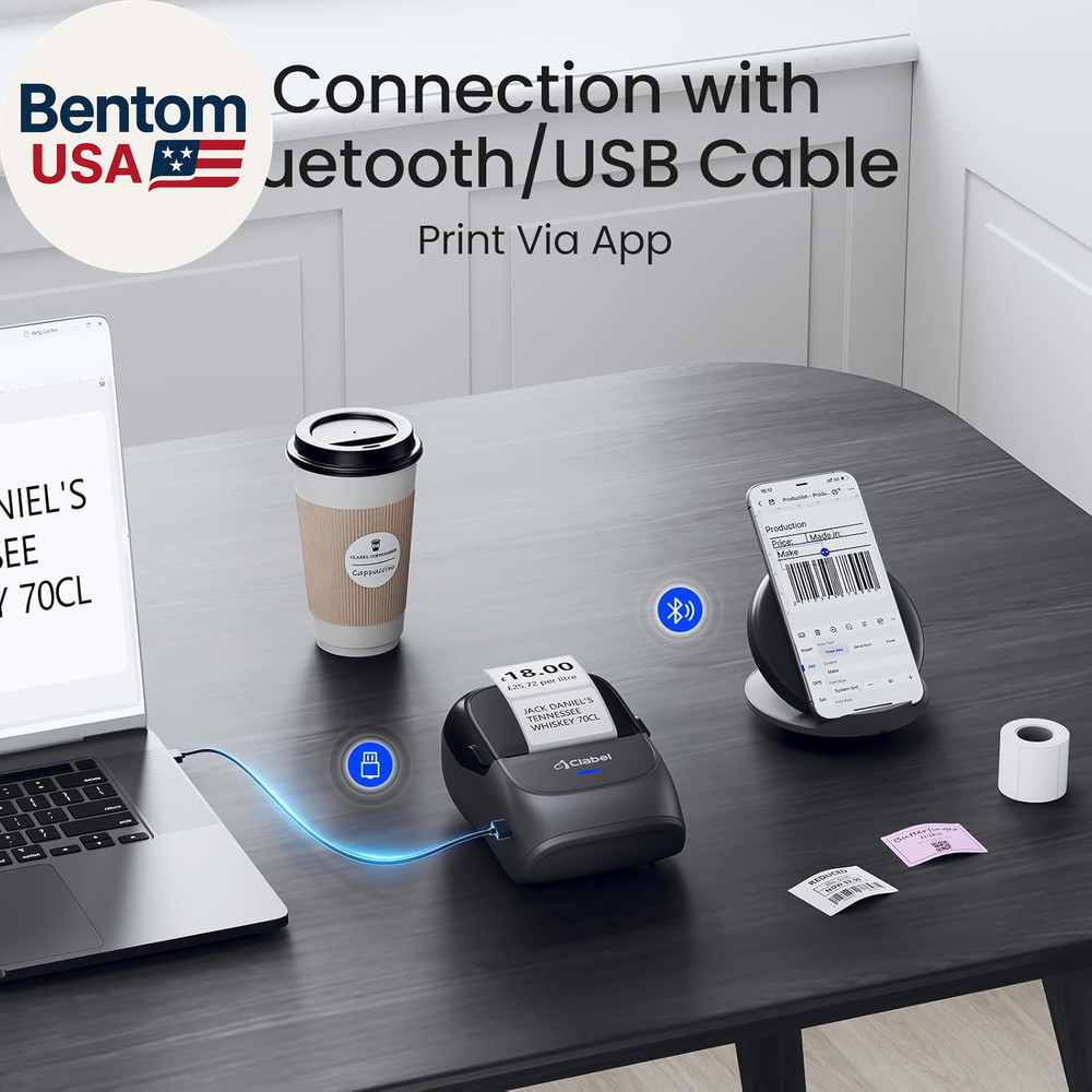 Label Maker Machine with Tape, 221B Thermal Bluetooth Label Printer 2 Inch Porta