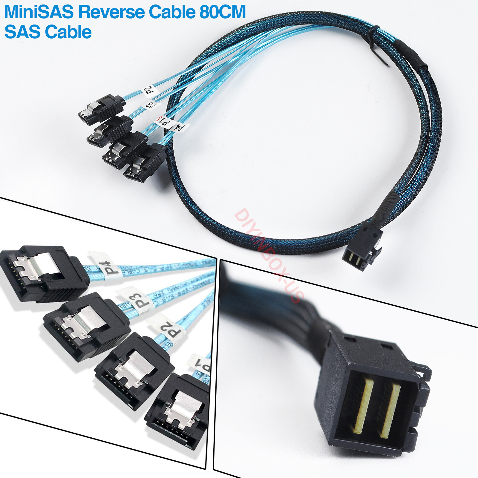 X2 Mini SAS SFF 8643 36pin to Mini 4X SATA 7Pin HD Reverse Breakout Cable 12Gb/s