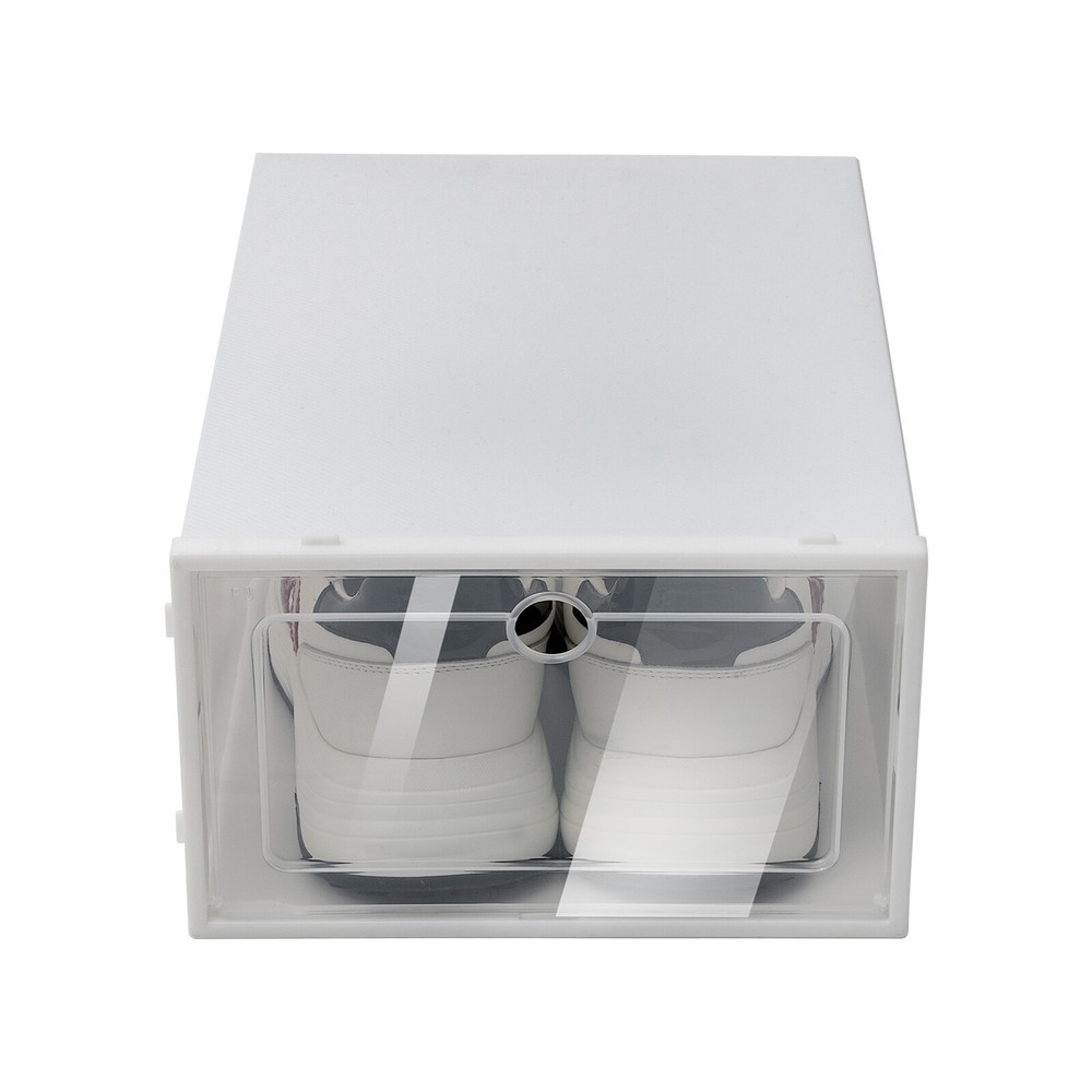 24* Stackable Shoe Storage Box Durable Plastic Sneaker Display Case Organizer