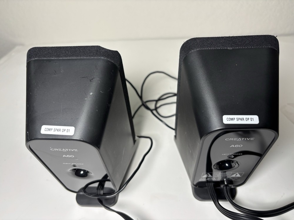 Creative A60 Twin Black Stereo Speaker System - Tested & Working