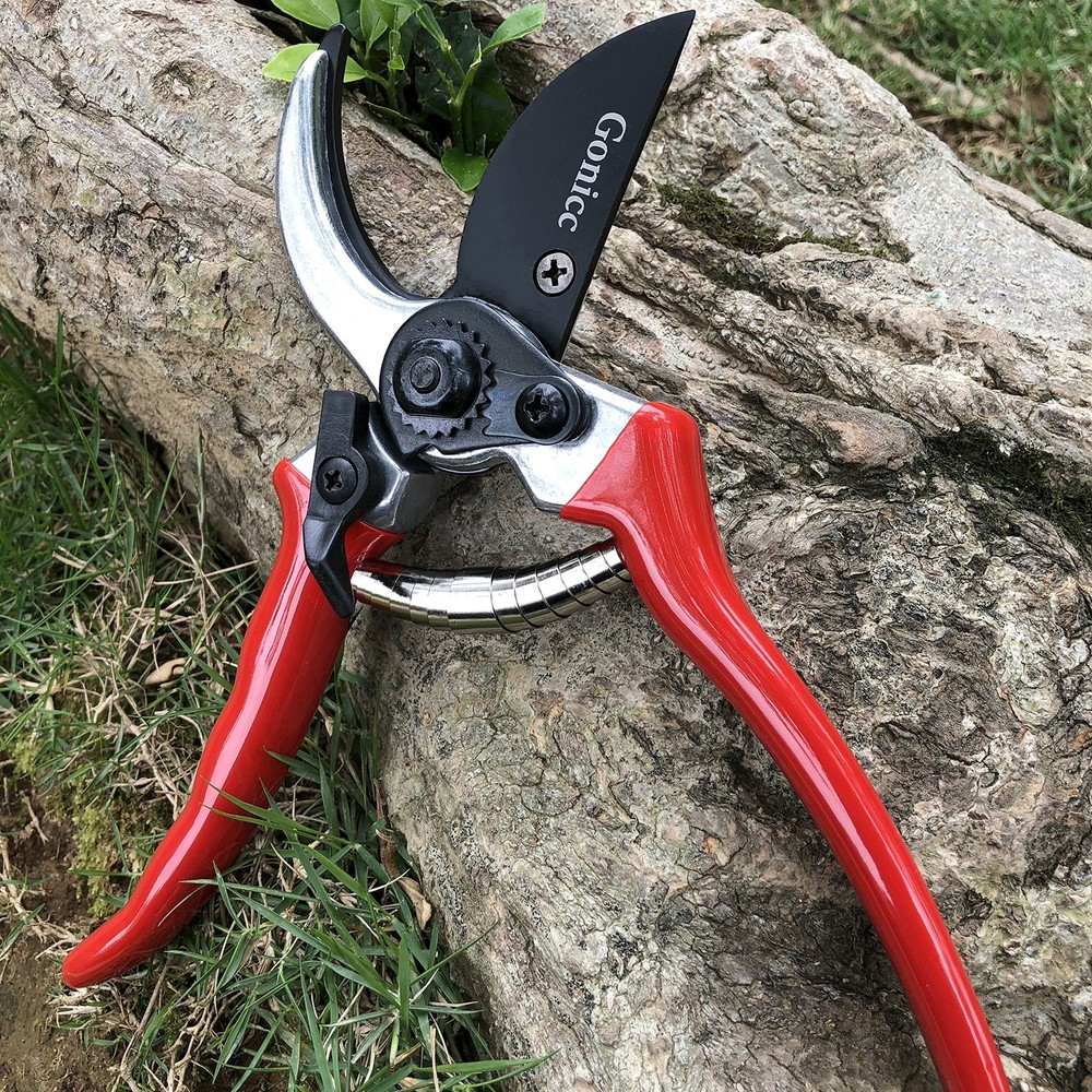 gonicc 8" Professional Sharp Bypass Pruning Shears (GPPS-1002), 8 Inch, Red