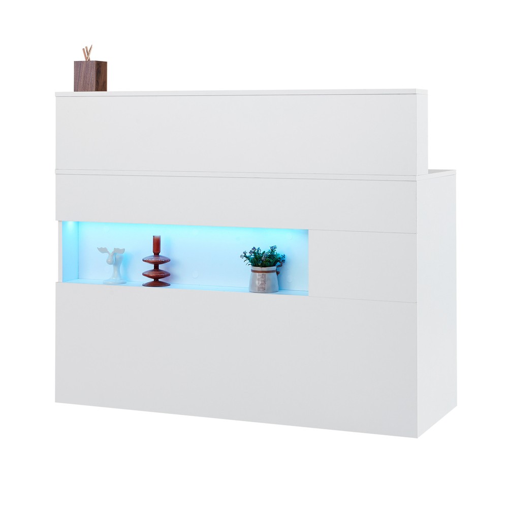 Reception Desk Rectangular Front Counter Table 47.24 in White Office Table