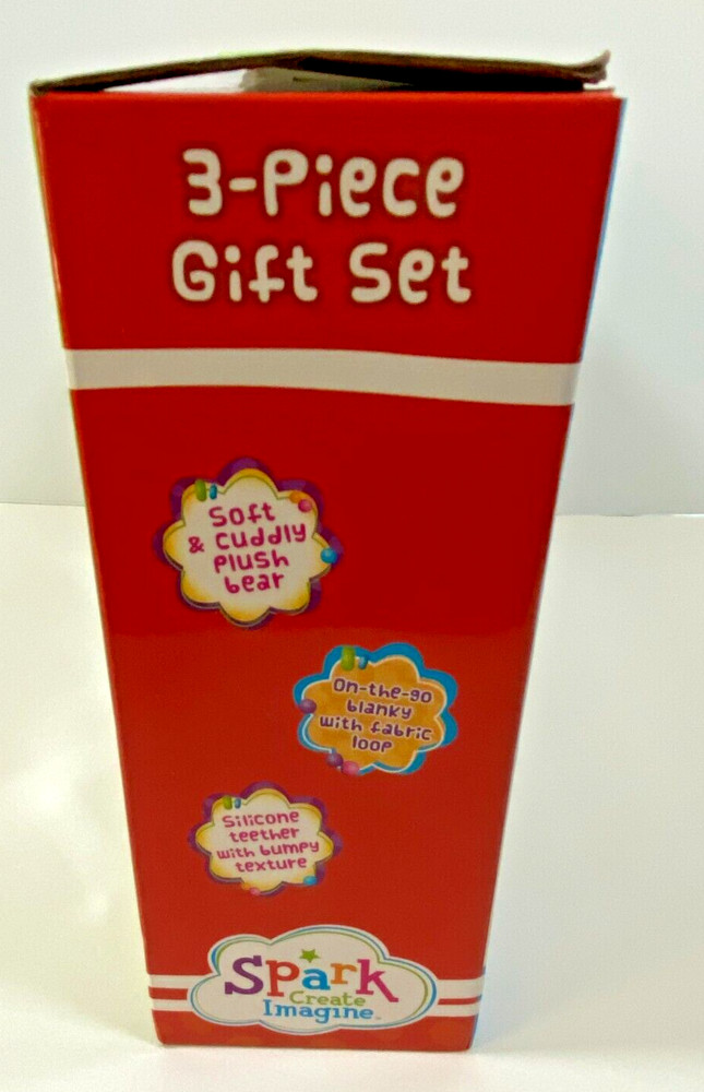 Spark Create Imagine 3-Piece Infant Gift Set Soft Bear Teether Mini Blanky - NIB