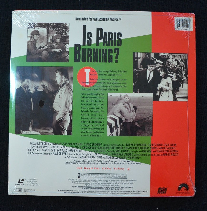 IS PARIS BURNING? (1966) LASERDISC NEW