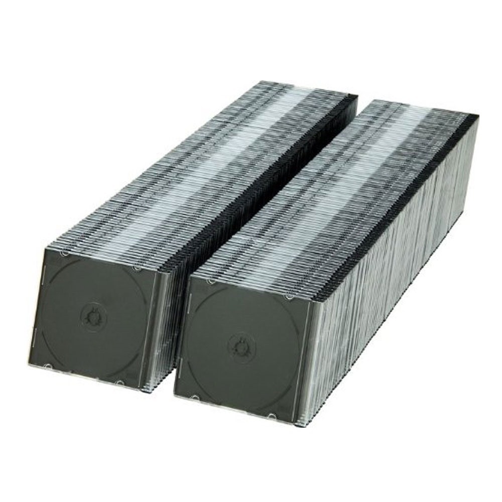 200 Slim 5.2mm Single Black CD Disc Storage Jewel Case