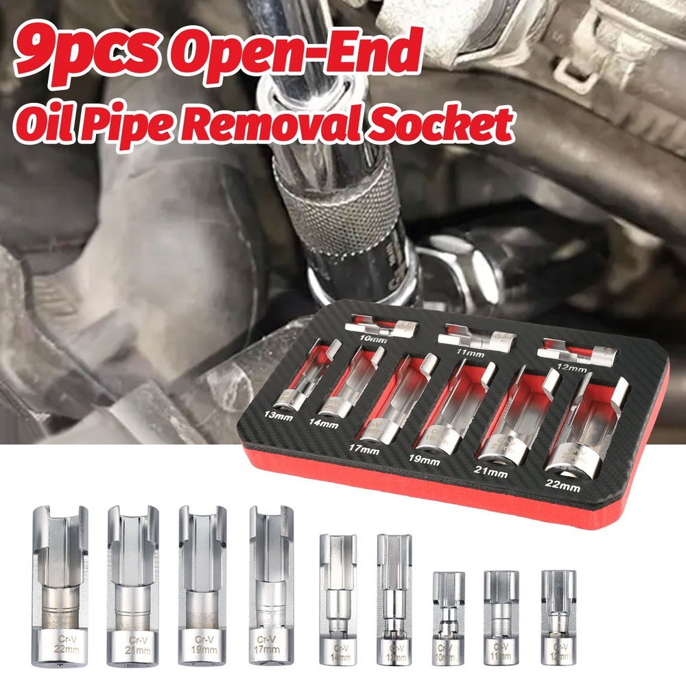 10-22mm Oxygen Sensor Tool Kit: 9Pcs Socket Wrench for Sensor Removal&Install