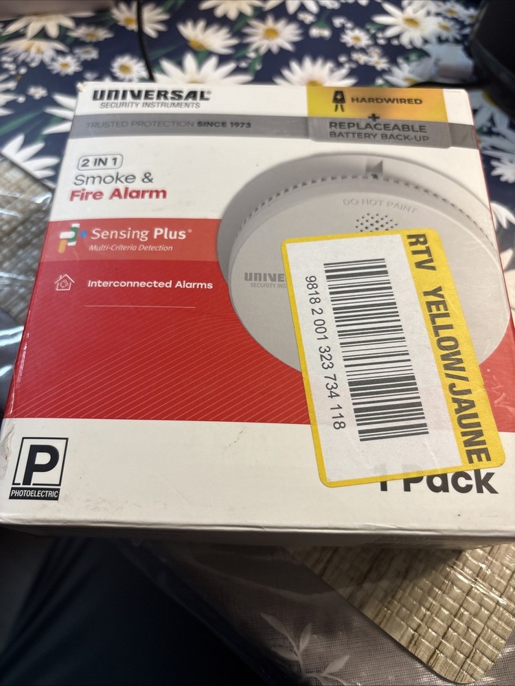Universal Security Instruments Hardwired Battery Backup Smoke Detector