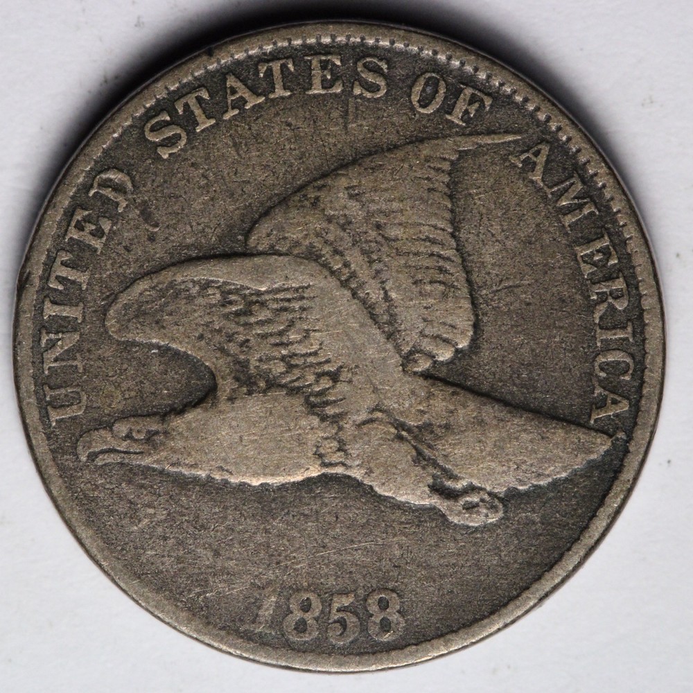 1858 L.L. Flying Eagle Cent Penny VF E104 QWEE