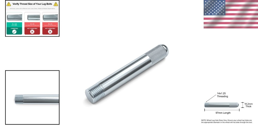 Durable Silver Wheel Hanger Guide Tool - M14x1.25 Thread, Automotive Essential