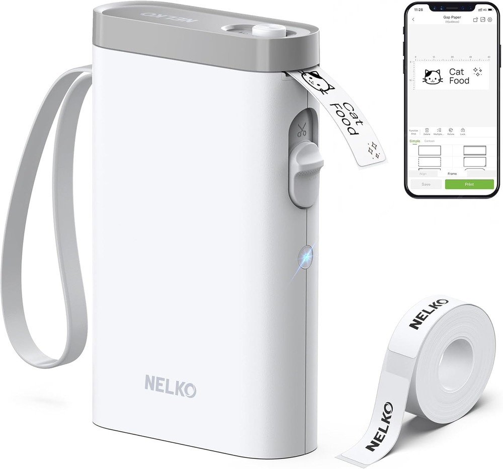 Nelko Label Maker Machine with Tape, P21 Bluetooth Wireless Mini Printer - White