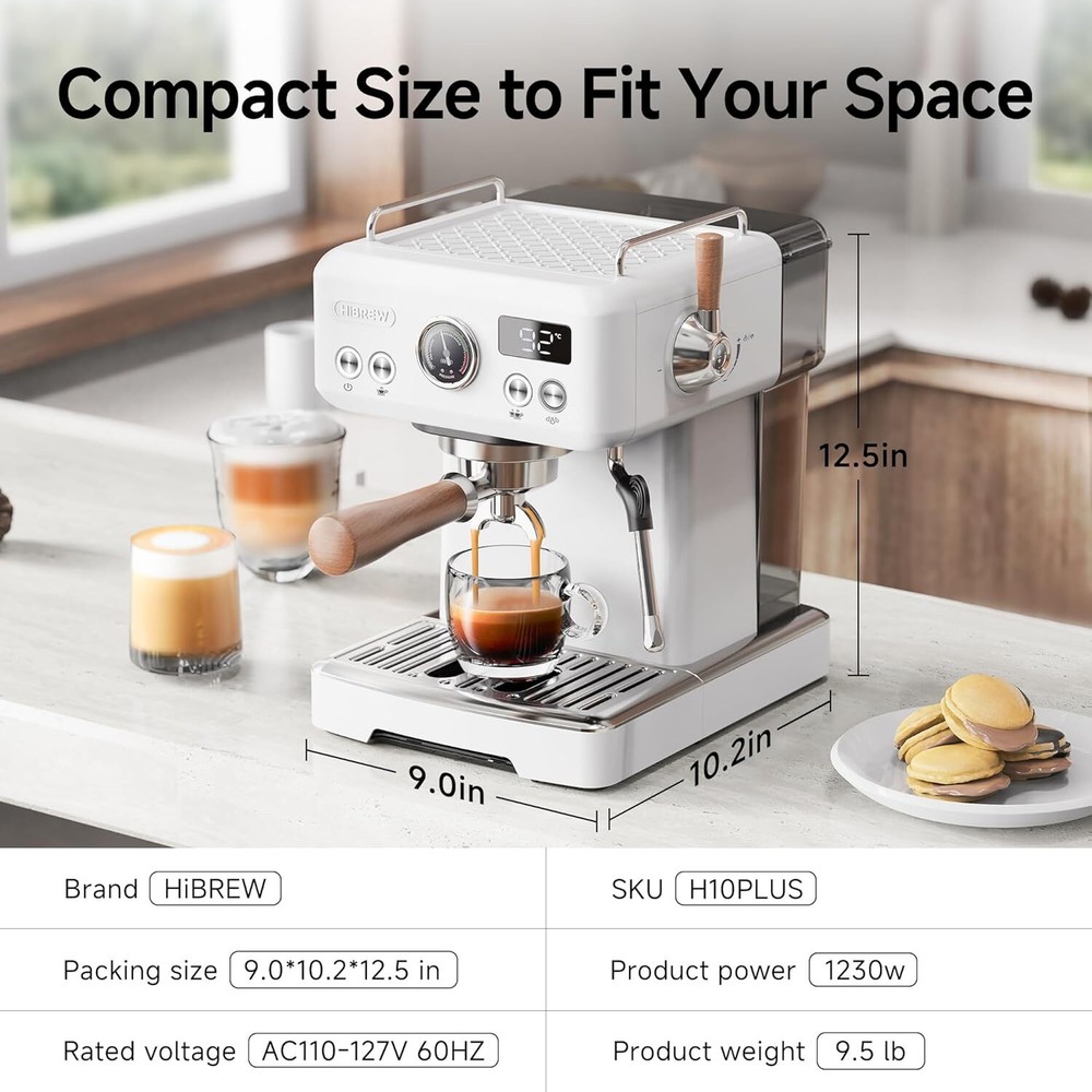 HiBREW H10 Plus Programmable Espresso Machine Stainless Adjustable Temperature