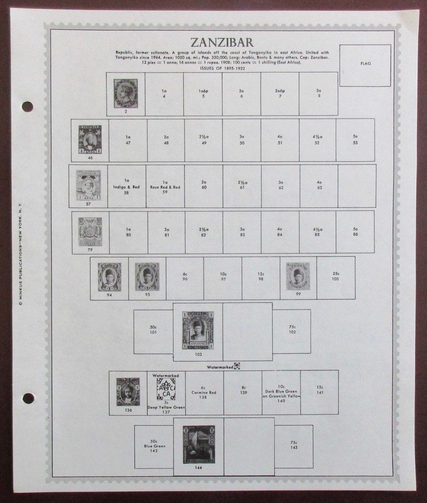 Zanzibar: Clean Set of Unused Minkus Supreme Global Pages to 1967