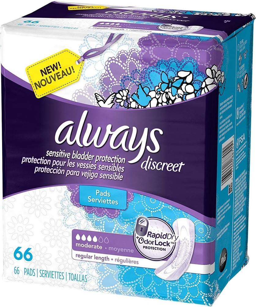 Incontinence Pads, Moderate, Regular Length