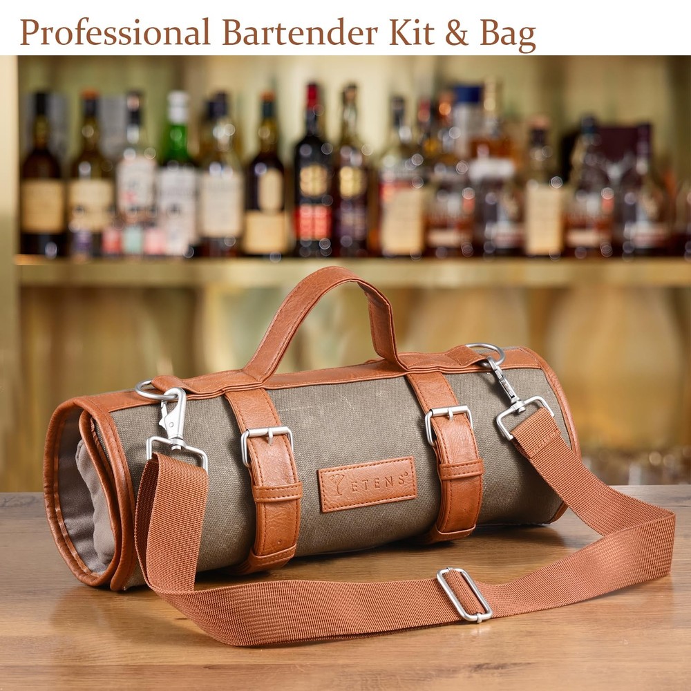 Etens Travel Bartender Kit – 22-Pc Bartending with Bar Tools Silver