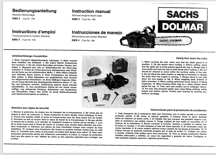 Sachs Dolmar chainsaw kms 4 Owner manual