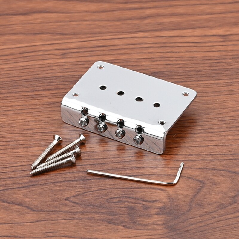 Electric Guitar Bridge 4 String Fixed Hardtail Guitar Bridge Replacement Parts
