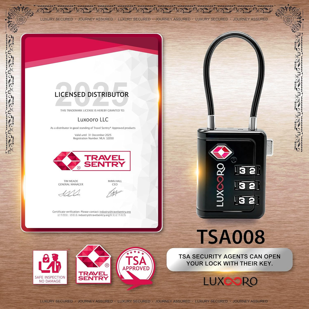 TSA Approved Luggage Lock with Alert Indicator, 3-Digit Resettable Combination D