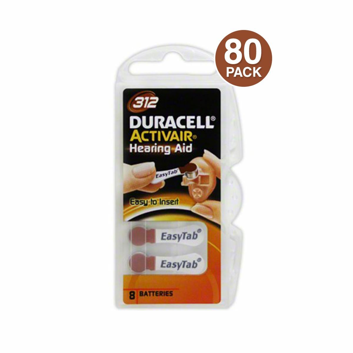 Duracell Activair Hearing Aid Batteries: Size 312 (80 Batteries) Exp-2027